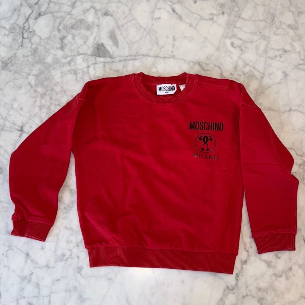 Moschino Vibrant Red Crewneck with button shoulder 3Y